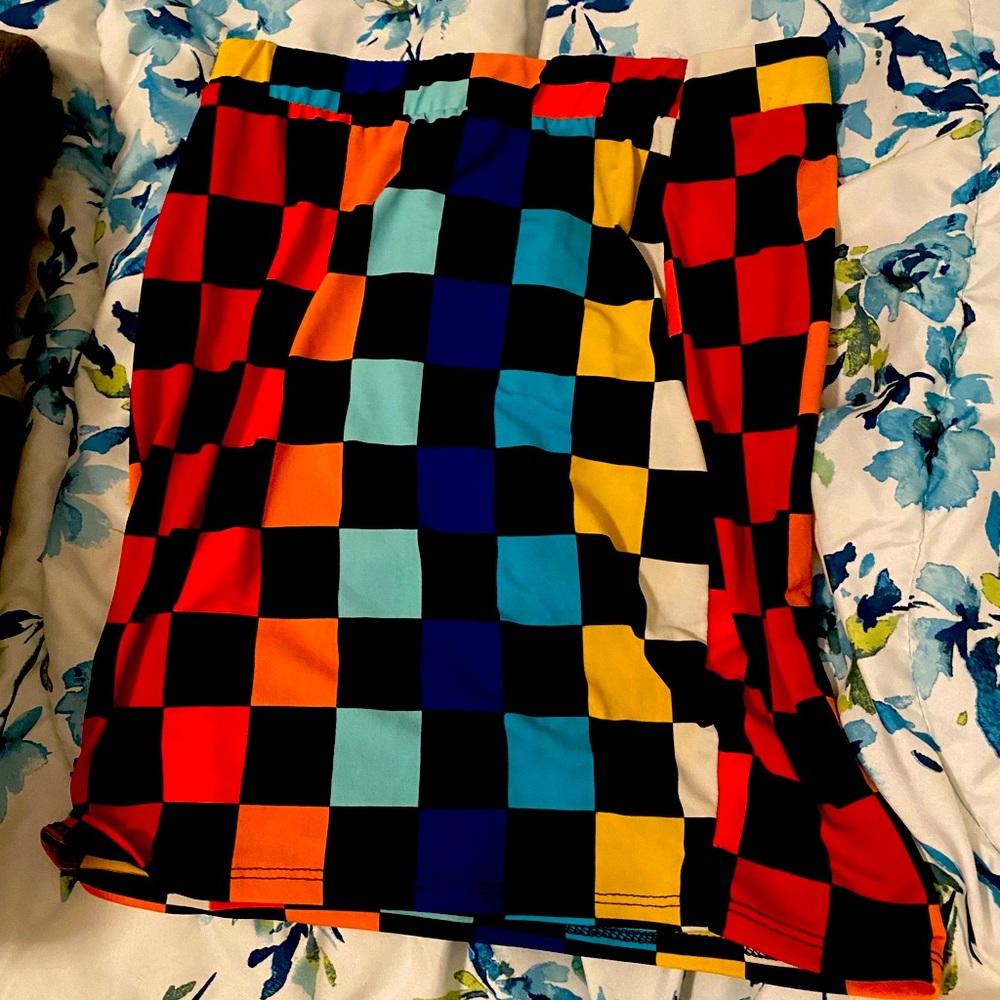 rainbow checkered skirt